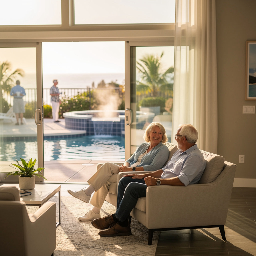 Vista De Santa Barbara Mobile Home Park community amenities including clubhouse, pool, and spa for senior living in Carpinteria